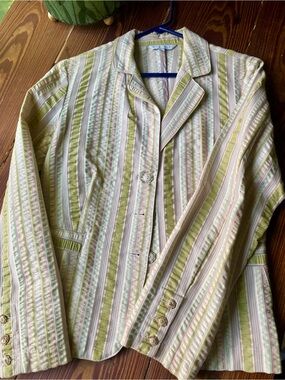 CAbi Pastel Striped Notch-Collar Blazer